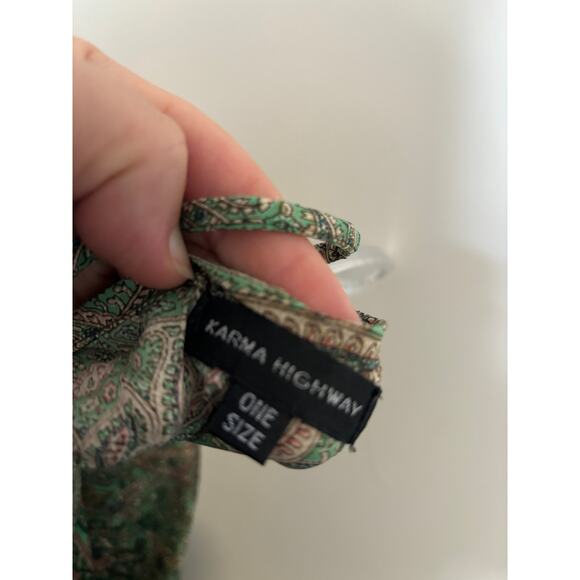 Karma Highway Maxi Dress Open Back OS Boho Sundress Green Spaghetti Straps - Picture 5 of 5